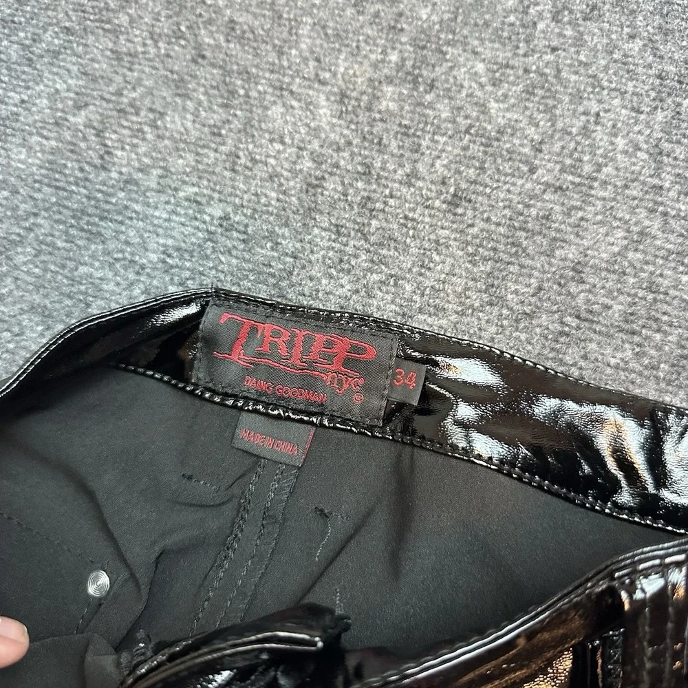 Tripp NYC PVC Vinyl BONDAGE Pants Classic Slim Straight Black Hardware Goth Emo